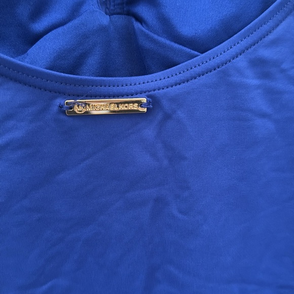 NEW Michael Kors Tie Halter Plunge One Piece Swimsuit Cobalt Blue 8 - Picture 6 of 11